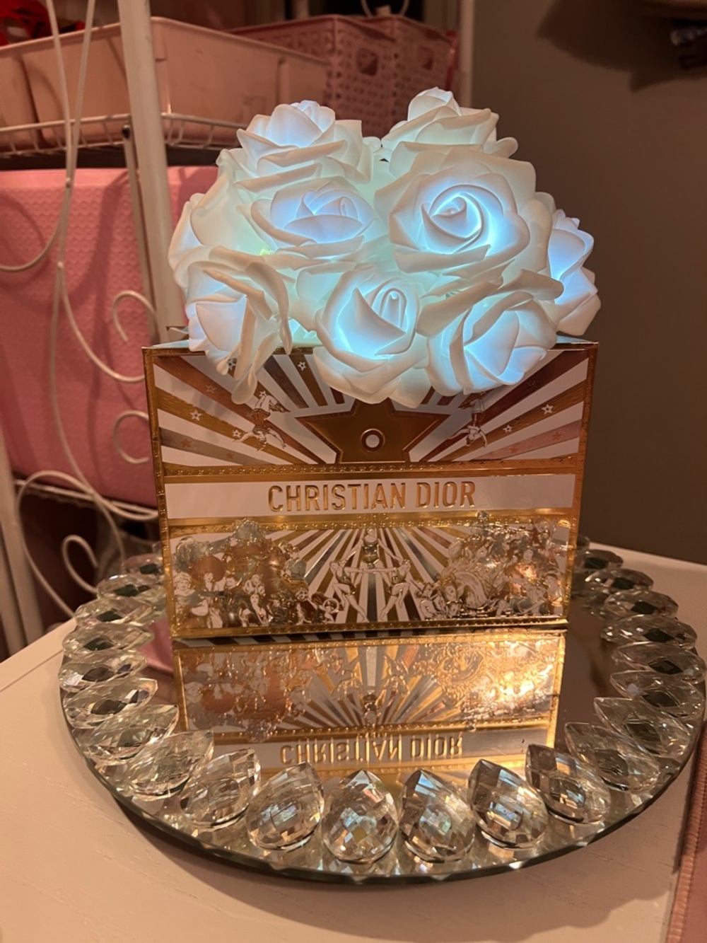 Glammitcreations White Rose LED Decorative Accent